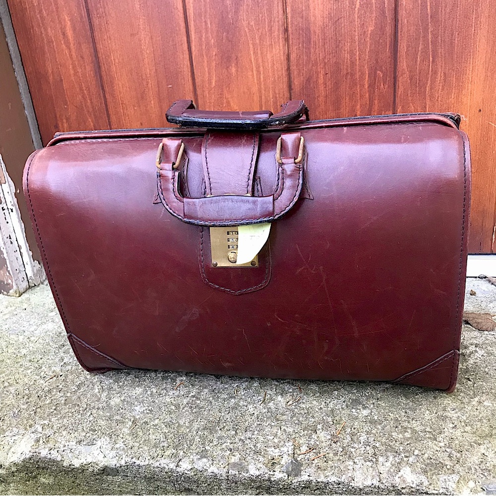 Schlesinger Brothers briefcase (working lock), brown, leather